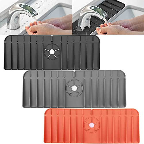 TMXKOOK 2 Pacchi Vassoio Raccogligocce con Manico per Rubinetto in Silicone, Tappetino per Lavello da Cucina, Paraspruzzi per Lavandino