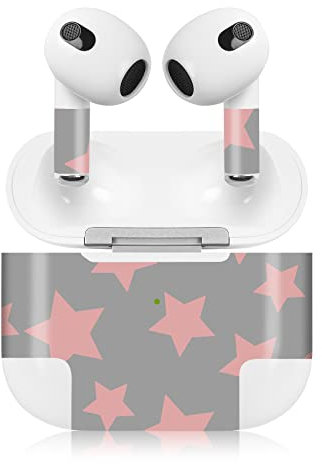 Finest Folia Aufkleber Set kompatibel mit Apple AirPod 3 kabellose Bluetooth Kopfhörer und Ladecase Vinyl Folie Skin Design Cover passgenau R189 (3. Generation, 12 Sterne Altrosa)