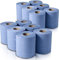 Bargain Factory Blue CENTREFEED Rolls 2 PLY 12 Pack Paper Towels Hand Towel Tissue Premium Quality Wall Mounted Lockable Rolls 100m