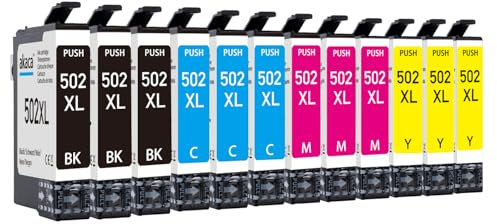 akaca Kompatibel Druckerpatronen Tintenpatrone mit Epson 502 502XL Patronen für Expression Home XP 5100 XP-5105 XP-5150 XP-5155, Workforce WF-2860DWF WF-2865DWF (12er-Pack)