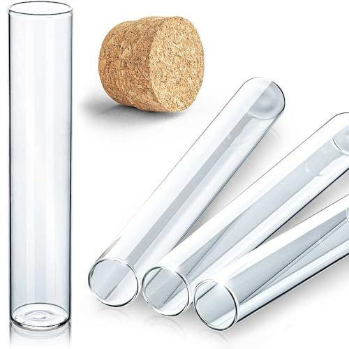 Tuuters 25x Glasröhrchen mit Griff-Korken für Gewürze, Vanilleschoten, Zigarren oder zur Hochzeit – aromadicht und kristallklar (100x20)