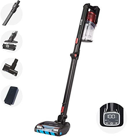 Shark Cordless Stick Vacuum Cleaner [IZ300UKT] 60 Minute Run Time*, Pet Tool, Anti Hair Wrap, Powerfins, Black & Red (Renewed)