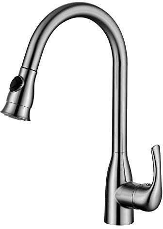 Grifo mezclador de cocina con rociador extraíble, Grifo de cocina de acero inoxidable Grifo monomando para fregadero de cocina de níquel cepillado Grifos de cocina giratorios de 360° con roc