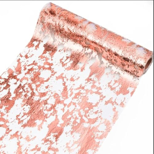 Tischläufer Glänzend Rosegold,28cm x 10 Meter Läufer Tisch Dekostoff Rosegold,Tischband Tüllband Polyester Stoff Tischdekoration für Hochzeit Kommunion Geburtstag Party Weihnachten