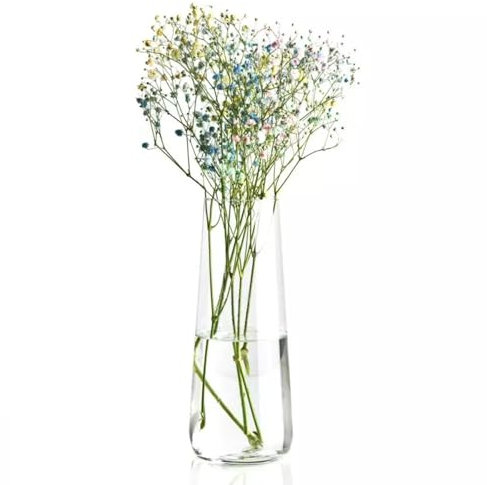 Krosno - Jarrón de Vidrio Transparente | 24x10cm | Colección Pure | Jarrón de Flores Jarrón para Flores para Decoración de Hogar Rústico | Vidrio Duradero | Apto para Lavavajillas