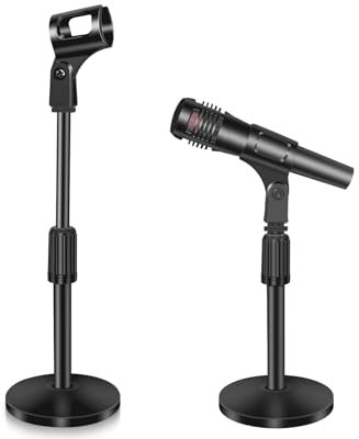 Microphone stand, Mic Stand Adjustable Desktop Metal Mic Stand with Mic for Blue Yeti Snowball & Other Microphone Clip (10.6 Inch-14.6 Inch)