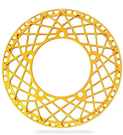 Fahrradkettenblatt, einzelnes Kettenblatt, Fahrradkurbel, faltbares Fahrradkettenblatt 53T 56T 58T Aluminium-Rennrad-Kettenblätter-Schutzabdeckung, goldenes Fahrradkettenrad mit Schutz ( Color : Gold