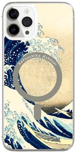 Berkin Arts Compatible with iPhone 14 Pro Max Case Clear Transparent Cover [Compatible with Magsafe], Japanese Style Ukiyo-e(The Great Wave by Katsushika Hokusai)