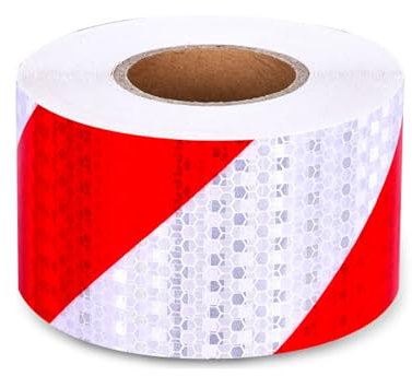 JXAXD Reflektierendes Klebeband 10 cm x 10 m Reflektorband Selbstklebend Wasserdicht Absperrband, Warnaufkleber Reflektierende Aufkleber für Fahrzeuge Autos Anhänger Outdoor(Rot & Weiß)