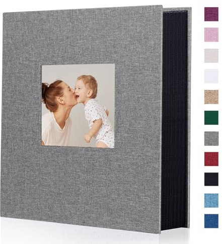 Miaikoe Fotoalbum 10x15 400 Leinen Album Slip in für Familie Hochzeitstag Album Buch Holds 400 Vertikale 10x15cm Fotos Grau