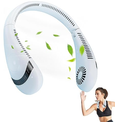 Visiblurry Aire Acondicionado con Ventilador de Cuello - Ventilador de Cuello Plegable con Flujo de Aire de 360° 5000 mah,Ventilador de Cuello de refrigeración para Mujeres y Hombres, Ventilador