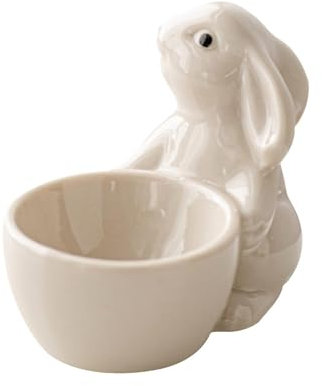 perfk Coquetier en céramique pour œufs de Lapin, présentoir pour œufs durs, Figurine de Table de pâques, pièce maîtresse de Table, Support pour œufs de, Blanc