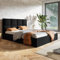 MOTIVENA Star Polsterbett 120x200 Schwarz, Samt, Mit Bettkasten, Stauraum, Lattenrost Und Kopfteil, Ohne Matratze
