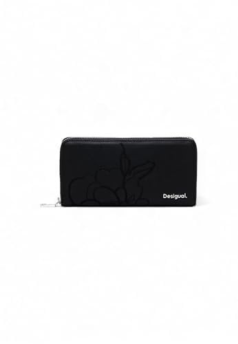 Desigual Accessoires Portefeuille Long en polyuréthane, bi-Pliable Femmes, Noir, 27.5