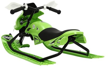 Lenkschlitten Skischlitten mit Bremsen Snowracer Schlitten +Lenkrad Zugseil Rodelschlitten Kunststoffrodel Stabil Kufenlenkung Ski Snow Skibob mit 80KG (Grün)