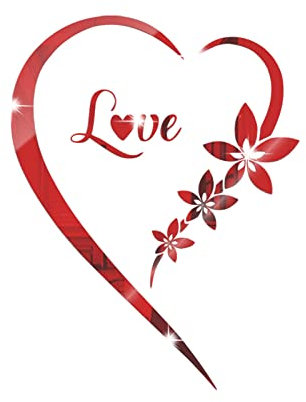 Wandtattoo Schmetterlinge 3D Acryl Spiegel Wand Dekor Aufkleber herzförmige selbstklebende Wandkunst Aufkleber abnehmbare Dekorationen für Wohnzimmer Zimmer Deko Teenager Mädchen Bad (E, One Size)