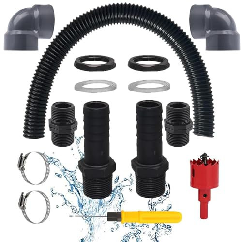 Regentonnen Verbindungsset,Regentonnen Verbinder Set,Regentonnen Anschluss Set,Regenfass Verbinder 1 Zoll mit Schlauch 100 cm,für Regenwasser Tonnen,Regentonne, Wassertanks, Zisternen