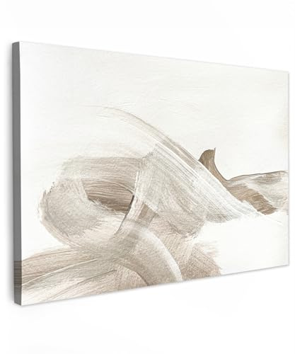 MuchoWow© Bilder Wohnzimmer Deko Modern Wandbild Kunstdruck auf Leinwand | 90x60 cm - Bild Schlafzimmer über Bett Room Decor Geschenke Abstrakt - Moderne Kunst - Beige