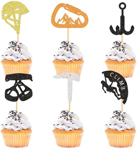 Blumomon 24 Stück Klettern Cupcake Topper Klettern Tortenaufsatz Sport Kuchen Dekoration für Bergsteigen Party Dekoration Sport im Freien Party Dekoration