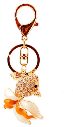 Uposao Goldfisch Schlüsselanhänger Bling Kristalle Strass Anhänger Crystal Rhinestone Fish Keychain Schlüsselanhänger Metall Keychain Schlüsselbund für Autoschlüssel, Geldbörse, Rucksack, Handtasche