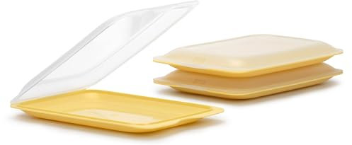 TATAY Boîtes a Charcuterie Fresh | Ensemble de 3 Standard | Boite Jambon Conservation Frigo, Empilable | Passe au Congélateur, Micro-ondes et Lave-vaisselles | Sans BPA, 17x3,2x25,2cm, Couleur Jaune