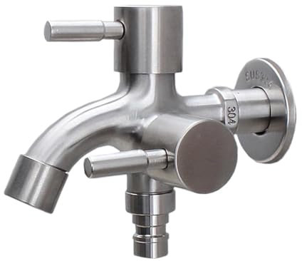 Wasserhahn Eins in Zwei Aus Doppelauslass Waschmaschine Wasserhahn Outdoor Garten Waschbecken Pool Wasserhahn(01)