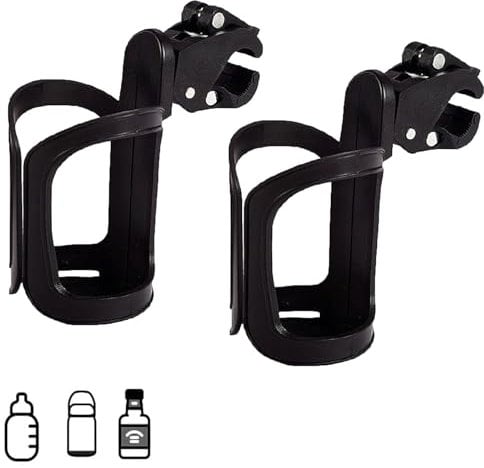 2pcs Cup Holder Stroller, Cup Holders for Wheelchairs, 360 Degrees Rotation Bike Cup Holder, Stroller Cup Holder, Large Caliber Designed Cup Holder for Walker, Bike, Wheelchair, Walker, Scooter
