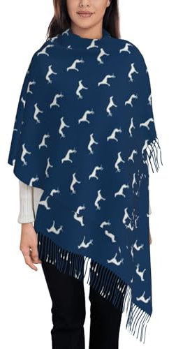 FUkker Damenschal, Damenschal, Schal aus Kaschmirimitat, warmer bedruckter Schal Marineblaue Windhund-Hundesilhouette