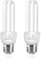 Akynite E27 Energy Saving Bulb 11W, Warm White 2700k, E27 Edison Screw Fitting, 2U CFL Low Energy Light Bulbs, ES Compact Fluorescent Stick Bulbs, AC 220V, not dimmable, 2pcs