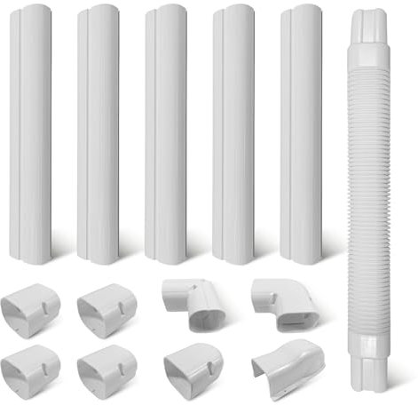 Decorative Line Cover Kit for Mini Split, 10Ft 3W Thick PVC Ducts/High Tensile ABS Elbow Universal, Easy Installation for Central AC/Heat Pumps Systems (White, 3 x 10 ft)