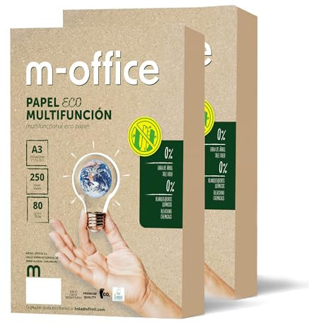 Recyclingpapier, DIN A3, 80 g, Papier für Kopierer und Drucker, 1 Packung mit 250 Blatt A3, 100% Recyclingpapier, m-office (250 Blatt)