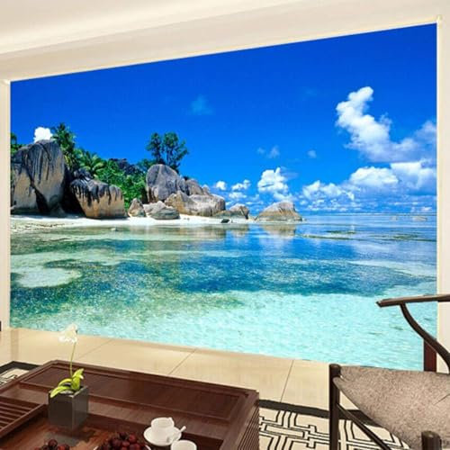 Vlies Fototapete Meer 3D Effekt 250x175 Tropische Insel Foto Tapete Schlafzimmer Wohnzimmer Moderne XXL Wandtapete Groß Vliestapete Fototapeten Poster Wand Dekoration a.403