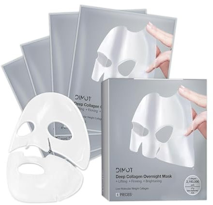 Collagen Maske Overnight,4 Stück Collagen Night Wrapping Mask,Bio Kollagen Maske Overnight,Anti-Falten Lifting Gesichtsmaske,Collagen Mask Overnight, Straffung Mit Hydrolysiertem Kollagen-Hautschutz