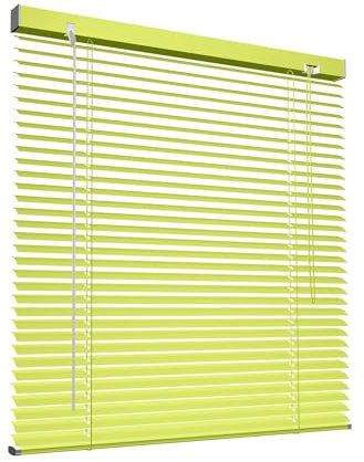 Victoria M. Aluminium Jalousie für Fenster nach Maß in Farbe Gelb, Breite 55 cm bis 150 cm, Farbe und Höhe nach Wahl
