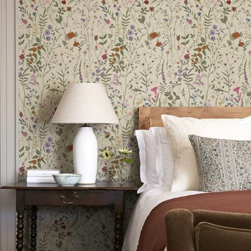 Murgall Selbstklebend Tapete Blumen Abziehen und Aufkleben Tapete Bauernhof Möbelfolie Wandaufkleber 44x600cm Wildwood Tapete Selbstklebende Tapete für Wohnzimmer Schlafzimmer Kinderzimmer