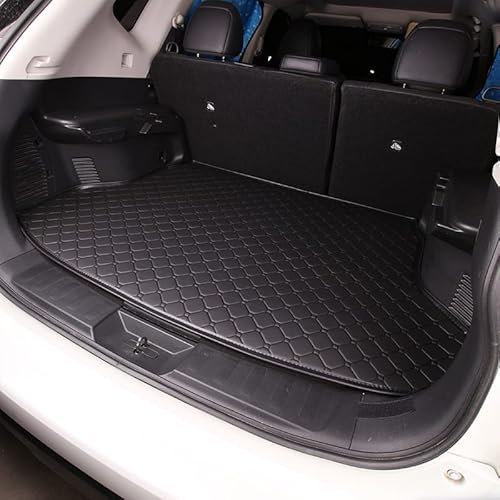 LYJXD Coche Alfombrillas Maletero Cuero para VW Tiguan II Allspace 7-Seat 2017-2022 2023 2024 2025, Alfombra Protectora Bandeja Forro Impermeable Antideslizante Interior Accesorios,Black
