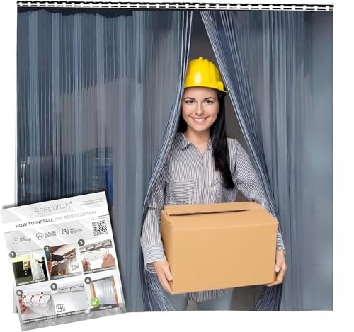 Acepunch Clear Kit Tenda a Porta in PVC liscio 183 x 213 cm Standard Trasparente Impermeabile Commerciale Congelatori Magazzino Garage Porta Porte Bianche in Vinile Robusto AP1173