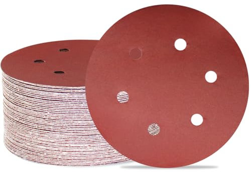 MECCION 150 mm Disques à poncer 50 pièces Plateaux de ponçage 6 pouces 6 trous Papier abrasif à pour ponceuse orbitale aléatoire (Grain 600)