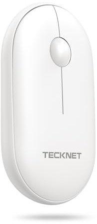 TECKNET Bluetooth Maus, Maus Kabellos (DREI Modi: BT 5.0/3.0 + 2.4G), Optische Leise Funkmaus mit USB-A-Empfänger, Easy-Switch für Laptop PC Computer, Mac OS, Android, Windows, Weiß