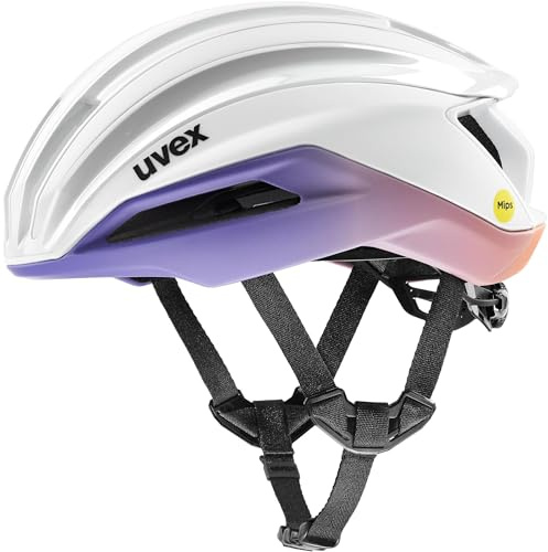 Uvex Unisex Surge Aero MIPS Fahrradhelm, White-Lilac apricot matt, 56-59CM