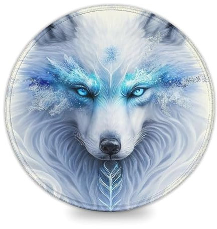 LLONGKT White Fox Gaming Mouse Pad (20,3 cm) con bordi cuciti migliora la precisione e la velocità, parte inferiore in gomma per una presa stabile