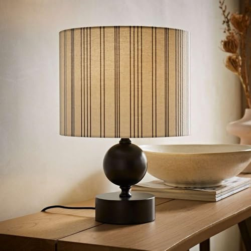 ValueLights | Anthony Candlestick Table Lamp with Linen Stripe Shade and Bulb | Table Lamps & Home Improvements Essential