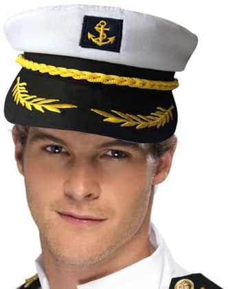 Générique Kappe für Kapitänsrollen, Marine-Kostüm, Abenteuer, Halloween, Skipper, Brückenanzug, Look, Fantasie-Outfit, für Erwachsene für Bootsfahrer