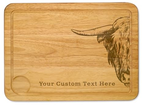 Highland Cow Wooden Chopping Board Scotland Cheese Board Serving Board Cutting Novelty Gift Birthday Christmas Housewarming (L)