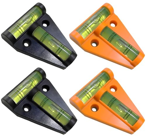 4PCS Mini Spirit Level, Small Spirit Level for Caravan Level, DIY Projects, Furniture Leveling, T-Type Bubble Level, Featuring a Two-Tone Design (Black and Orange)
