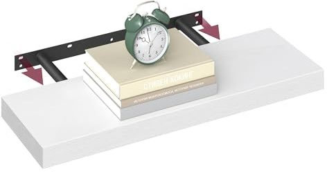VASAGLE Wall Shelf, Floating Shelf, Wall Mounted, 60 x 20 x 3.8 cm, for Picture Frames, Wall Decor, Living Room, Study, Kitchen, Matte White CUSTOS Collection LWS026WE01