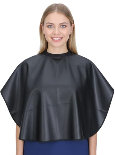 Tucnoeu Friseurumhang Schwarz, Friseurumhang Kurz, Wasserdicht Frisierumhang, Umhang Friseur für Friseursalon und Zuhause, Unisex