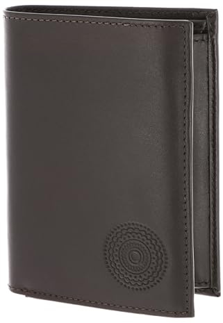 Oxmox Leder Geldbörse Leather RFID Protect Kombibörse Circle Bloom Embossed Brown Dunkelbraun