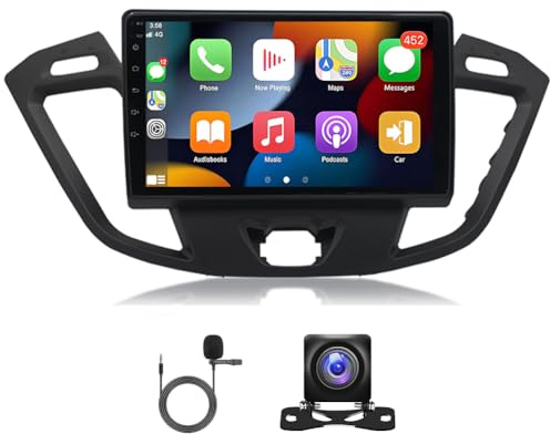 9 pulgadas radio Android 2 Din para Ford Transit Touareg 2013-2018, 2+64G DAB Radio de la pantalla táctil receptores GPS navegación con wireless Carplay Bluetooth WiFi FM RDS Radio cámara de marcha