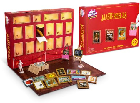 Mini Brands Mini Masterpieces Advent Calendar Series 1 von ZURU | 24 Tage Kunst-Ueberraschungen, 16 Kunstwerke, 3 Mini-Statuen & 5 Zubehoer, beruehmte Meisterwerke sammeln, Sammlergeschenk